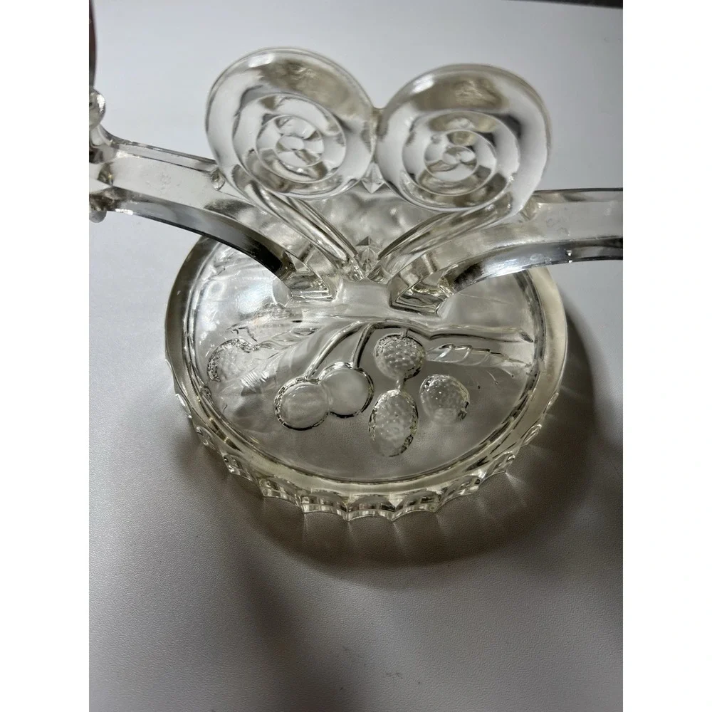 Vintage Jeannette Glass Cosmos Double‎ Candlestick Holder Berry Pattern Base
